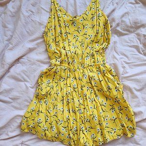 h&m women's yellow flower romper